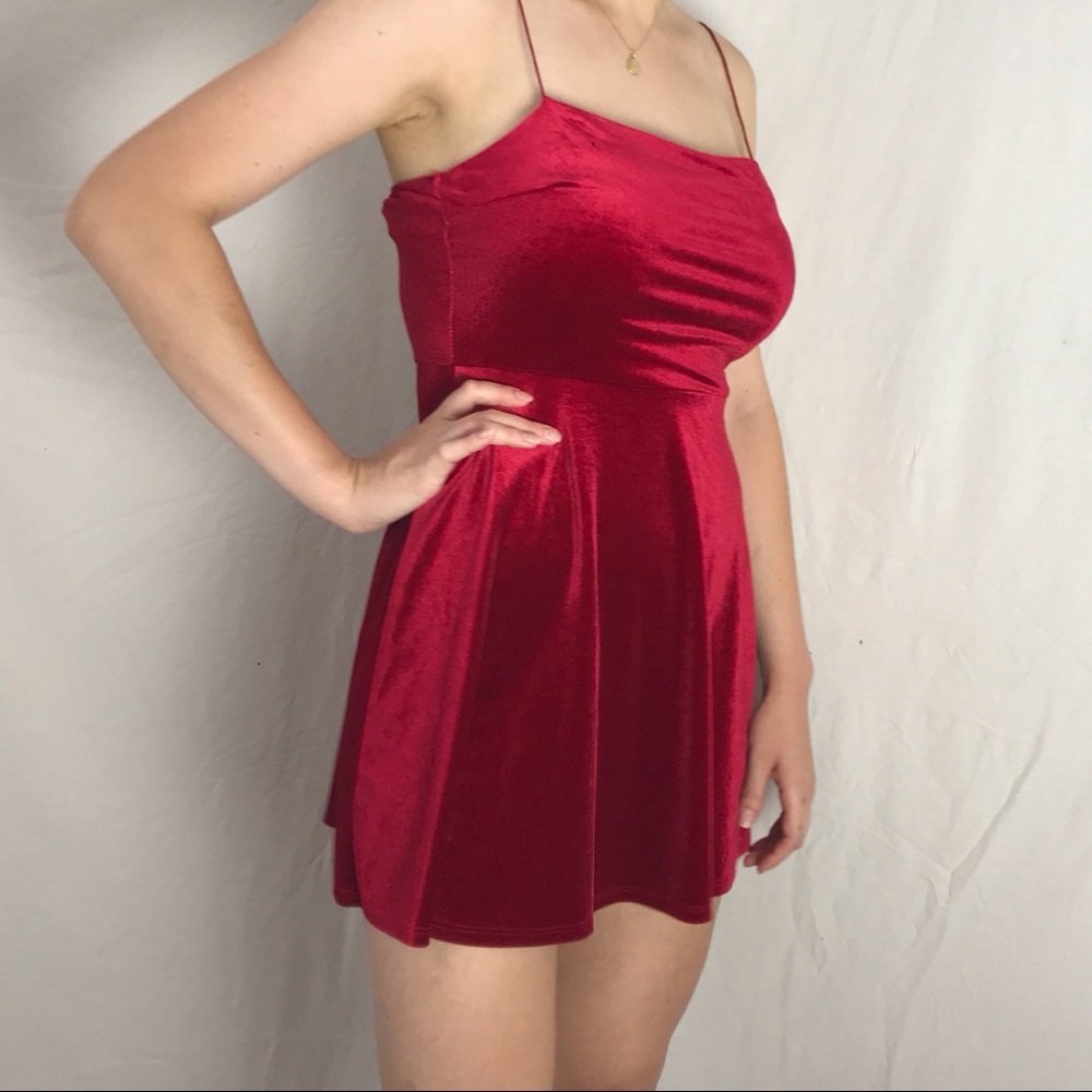 SOLD Urban Outfitters Red Velvet Mini Dress
